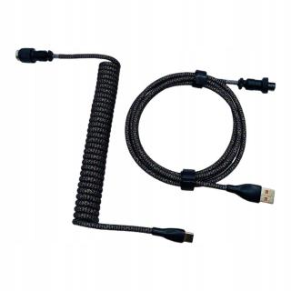 Spirálový kabel Usb na typ C Černé dělené kabely