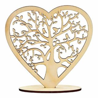 Stojánek dřevo Srdce se stromem života - cca 20 x 20 cm