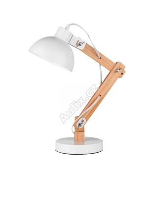 Stolní lampa LILA bílý kov a přírodní dřevo E27 1x12W 230V IP20 bez žárovky - NOVA LUCE