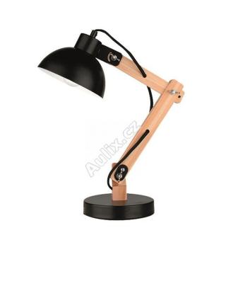 Stolní lampa LILA černý kov a přírodní dřevo E27 1x12W 230V IP20 bez žárovky - NOVA LUCE