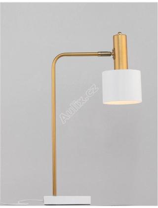 Stolní lampa PAZ zlatý kov bílé kovové stínidlo bílá základna E27 1x12W 230V IP20 bez žárovky - NOVA LUCE