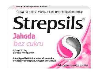 Strepsils jahoda bez cukru 24 pastilek