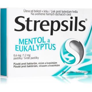 Strepsils Mentol a Eukalyptus 0,6mg/1,2mg pastilky při zánětu v krku a dutině ústní 24 ks