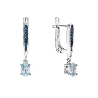 Stříbrné náušnice luxusní s pravými minerálními kameny modré 11487.3 london nano, sky topaz