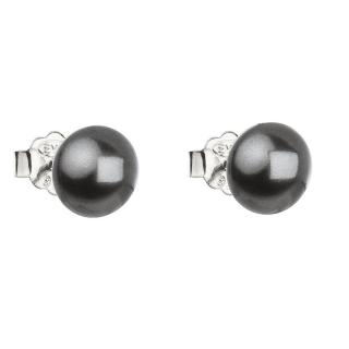 Stříbrné náušnice pecka s perlou Swarovski šedé kulaté 31142.3 grey