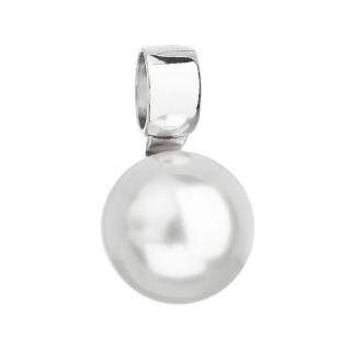 Stříbrný přívěsek s bílou kulatou Swarovski perlou 34212.1