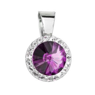 Stříbrný přívěsek s krystaly Preciosa fialový kulatý 34251.3 amethyst