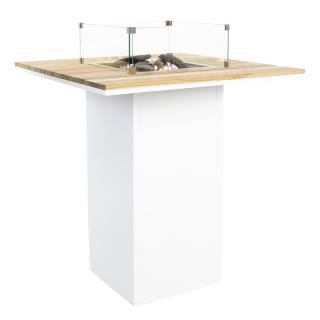 Stůl s plynovým ohništěm COSI Cosiloft barový stůl bílý rám / deska teak