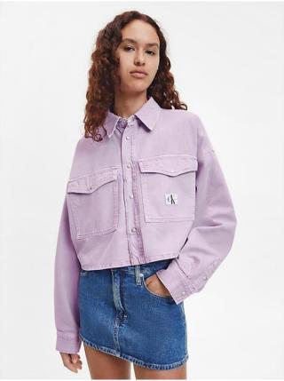 Světle fialová dámská oversize džínová svrchní košile Calvin Klein Jeans