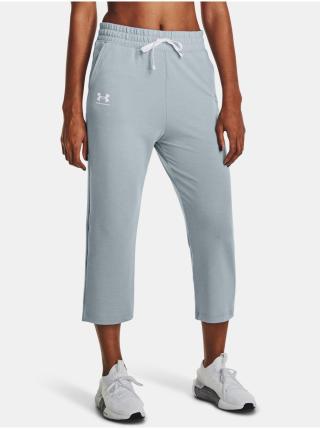 Světle modré dámské zkrácené sportovní tepláky Under Armour UA Rival Terry Flare Crop