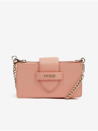 Světle růžová dámská crossbody kabelka Guess Card Case On Chain