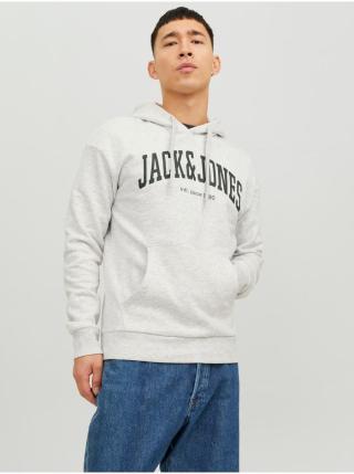 Světle šedá pánská žíhaná mikina s kapucí Jack & Jones Josh