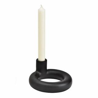 Svícen keramický pro stolní svíčky Black circle - 13 x 6 cm