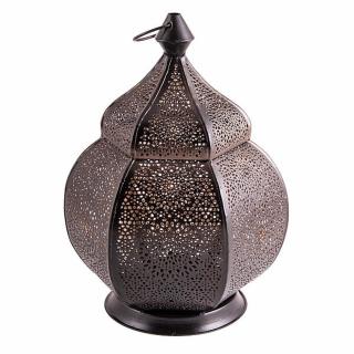 Svícen kovový orientální lucerna Aladin na čajové svíčky - cca 15 x 23 cm