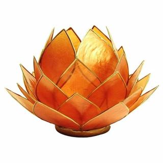 Svícen lotos oranžovozlatý Extra - cca 15 x 15 cm