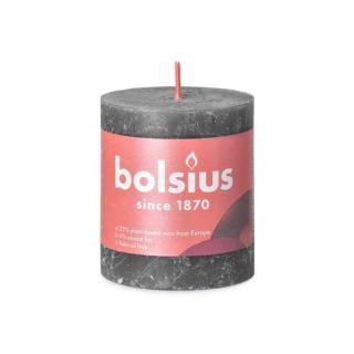 Svíčka válcová Bolsius  RUSTIC SHINE šedá 8cm
