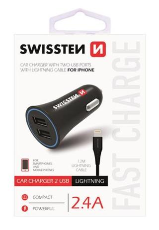 Swissten CL Adaptér 2,4A Power 2x USB + Kabel Lightning