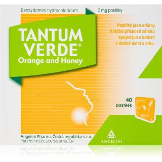 Tantum Verde Orange and Honey 3 mg pastilky při zánětu v krku a dutině ústní 40 ks