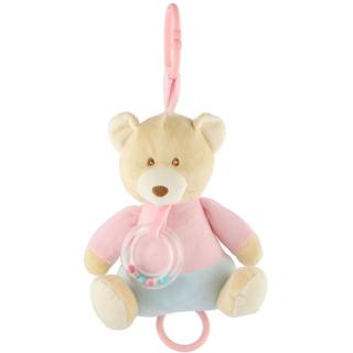 Teddies Medvěd natahovací hrací strojek plyš 18 x 17 cm béžové