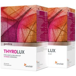 ThyroLux 1+1 ZDARMA pro podporu štítné žlázy | Obsahuje 150 μg jódu , 80 μg selenu a 400 mg L-tyrosinu | Bez hormonů | 120 kapslí | Sensilab