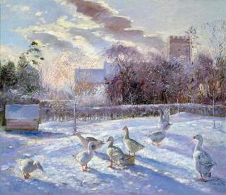 Timothy Easton - Obrazová reprodukce Winter Geese in Church Meadow,