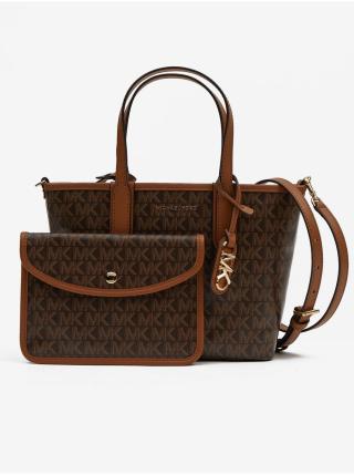 Tmavě hnědá dámská vzorovaná kabelka Michael Kors XS Open Tote