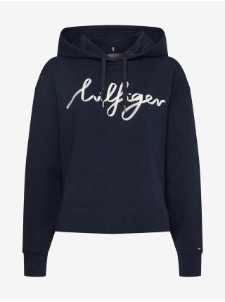 Tmavě modrá dámská mikina s kapucí Tommy Hilfiger