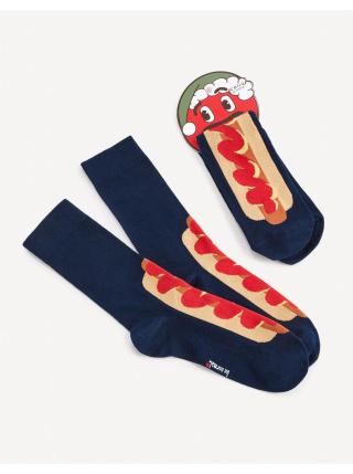 Tmavě modré pánské vzorované ponožky Celio Hot Dog