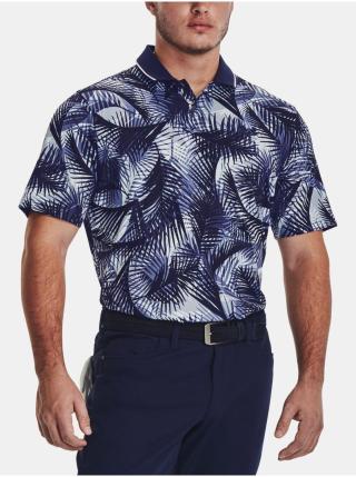 Tmavě modré pánské vzorované sportovní polo tričko Under Armour UA Iso-Chill Grphc Palm Polo