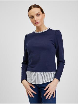 Tmavě modrý dámský svetr s košilovou vsadkou ORSAY