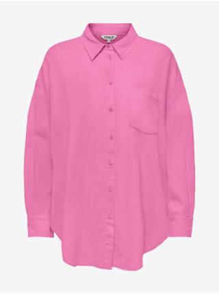 Tmavě růžová dámská lněná košile ONLY Corina