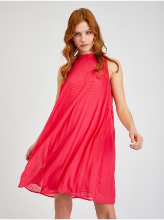 Tmavě růžové dámské plisované šaty ORSAY