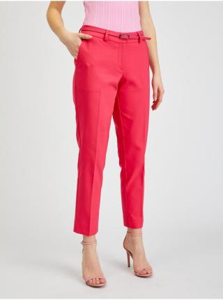 Tmavě růžové dámské zkrácené kalhoty s páskem ORSAY