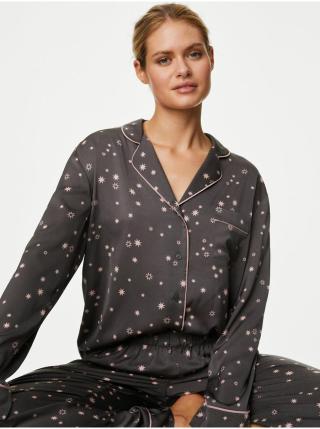 Tmavě šedá dámská vzorovaná pyžamová souprava Marks & Spencer