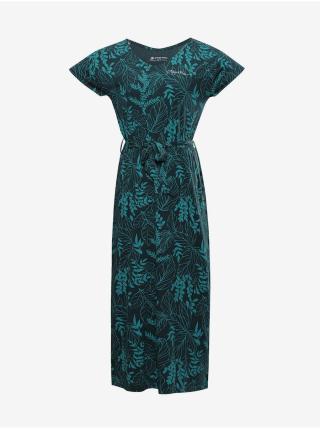 Tmavě zelené dámské květované šaty ALPINE PRO FANERA