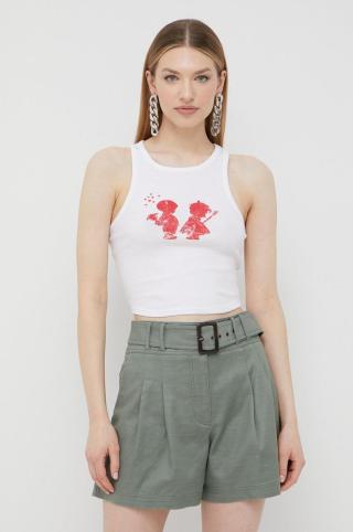 Top Guess x Banksy dámský, bílá barva