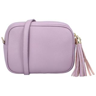 Trendy dámská kožená crossbody Melanie, světle fialová