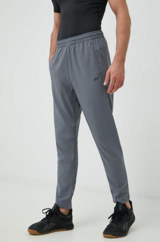 Tréninkové kalhoty Reebok Workout Ready pánské, šedá barva, hladké
