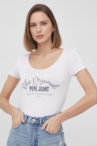 Tričko Pepe Jeans Cameron dámské, bílá barva