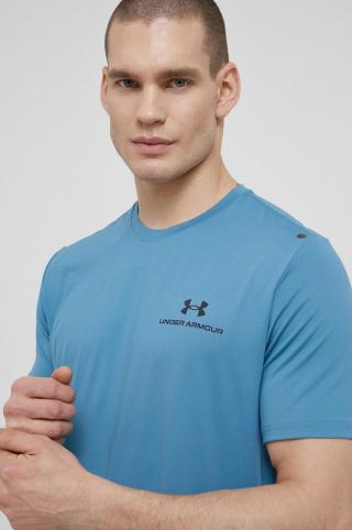 Tričko Under Armour 1366138 pánské, tyrkysová barva, s potiskem