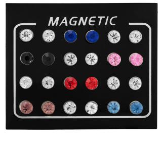 Troli Moderní sada magnetických náušnic s barevnými krystaly