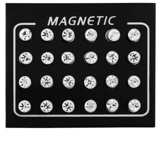 Troli Moderní sada magnetických náušnic s čirými krystaly