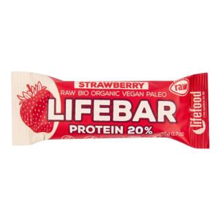 Tyčinka Lifebar protein jahodová 47 g BIO   LIFEFOOD