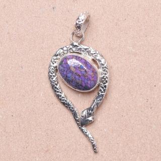 Tyrkys purpurový přívěsek stříbro Ag 925 78741 - 3,2 cm, 3,9 g