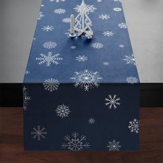 Ubrus - běhoun na stůl SNOWFLAKE tmavě modrá 40x140 cm Mybesthome