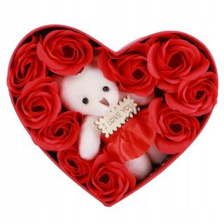 Umělá květina růže s medvídky Mýdlová krabička na