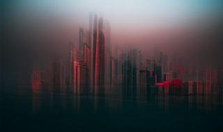 Umělecká fotografie Abu Dhabi skyline,