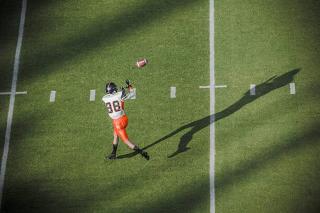 Umělecká fotografie American football player catching a pass., David Madison,