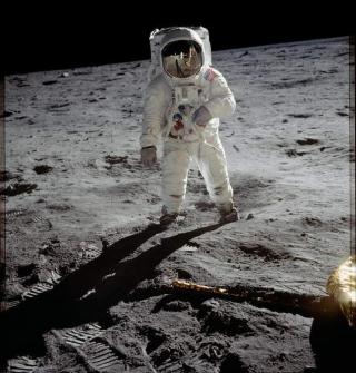 Umělecká fotografie Buzz' Aldrin, Apollo 11, 20 July 1969,