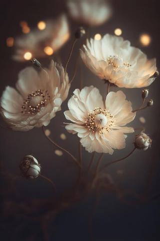 Umělecká fotografie Creme Beige Flowers, Treechild,